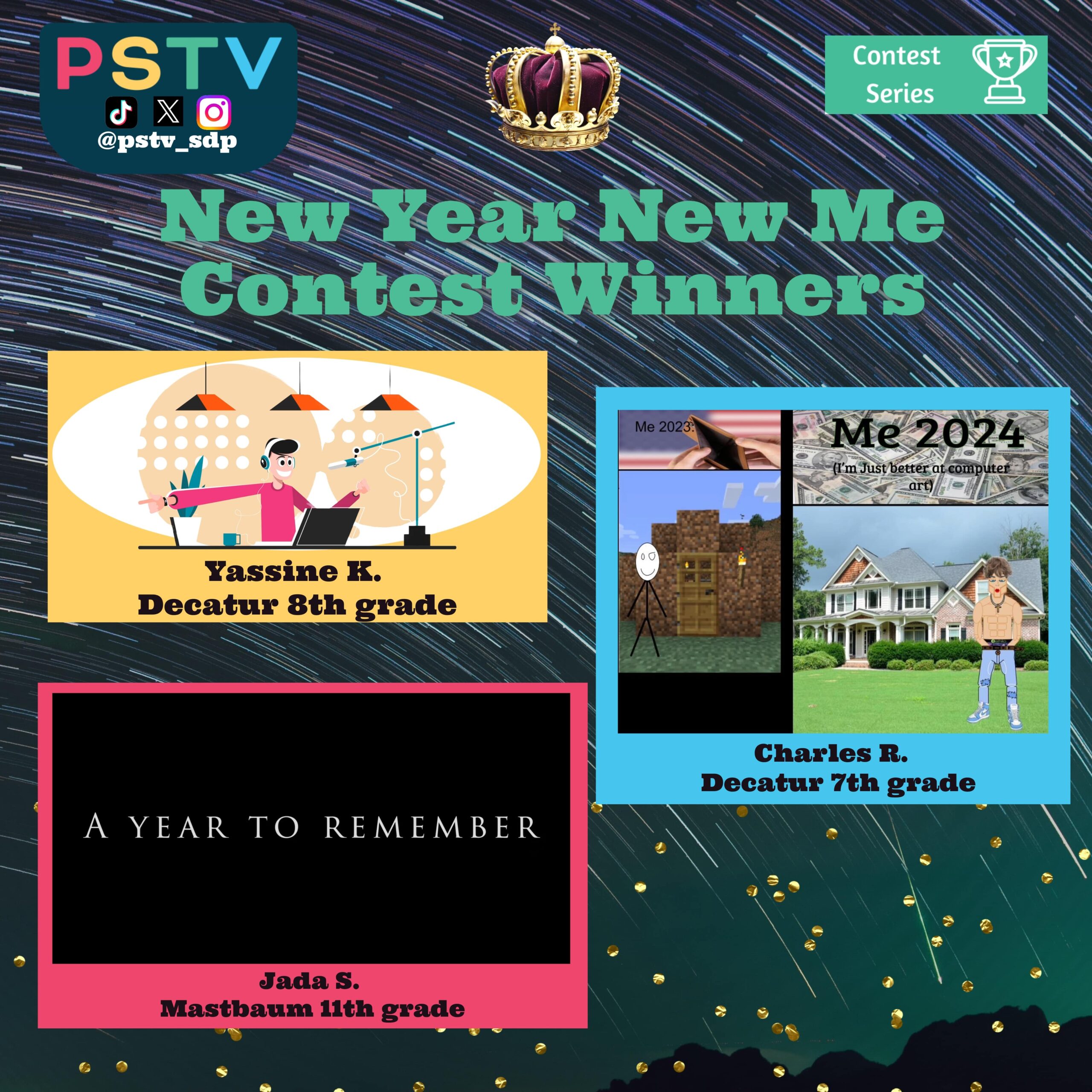 The 3 winners of the New Year New Me Contest.
