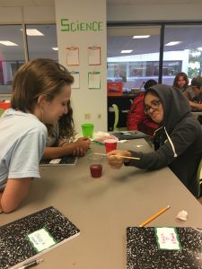 Students extracting strawberry DNA