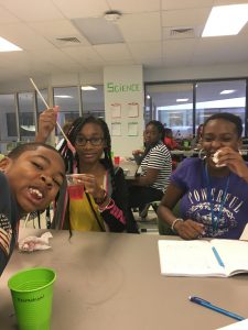 Students extracting strawberry DNA