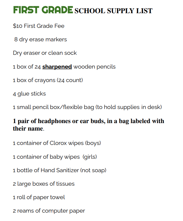 Supply Lists 2021-2022 School Year – Solomon Solis-Cohen School